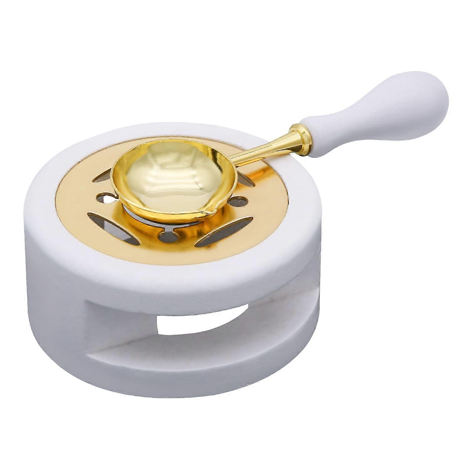 1set Wax Seal Warmer Kit, Wooden Wax Seal Furnace with Melting Spoon Seal Wax Melting Furnace Tool for Melting Wax Seal Beads