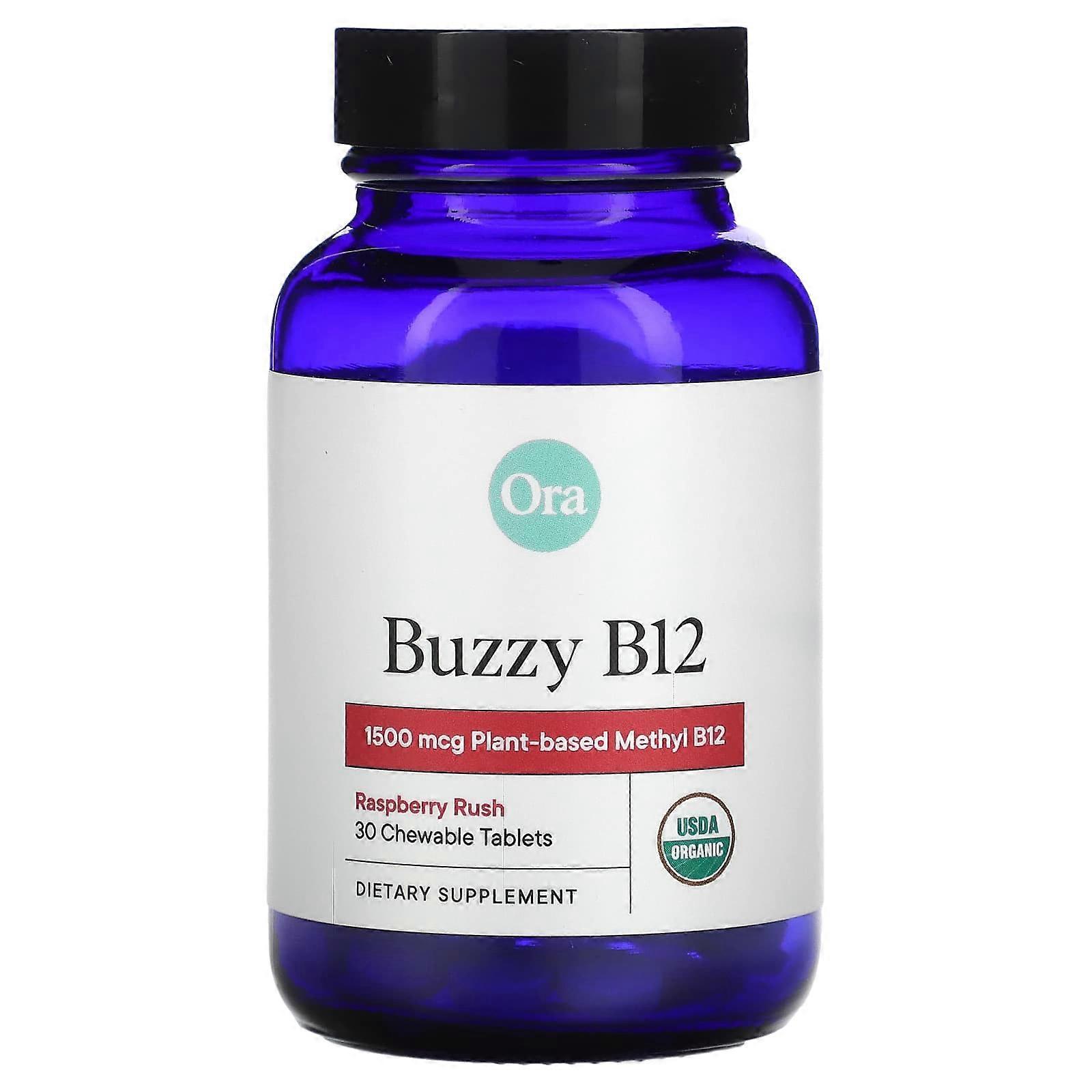 Buzzy B12, Raspberry Rush, 1,500 mcg, 30 Chewable Tablets