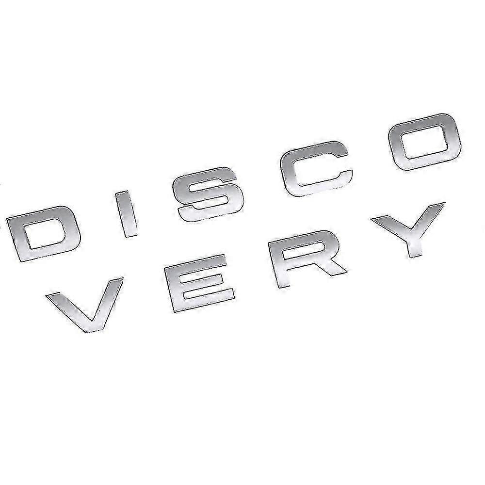 3d Matte Slive Letter Discovery Car Rear Front Badge Emblem Decal Sticker For Front Hood Rear Trunk