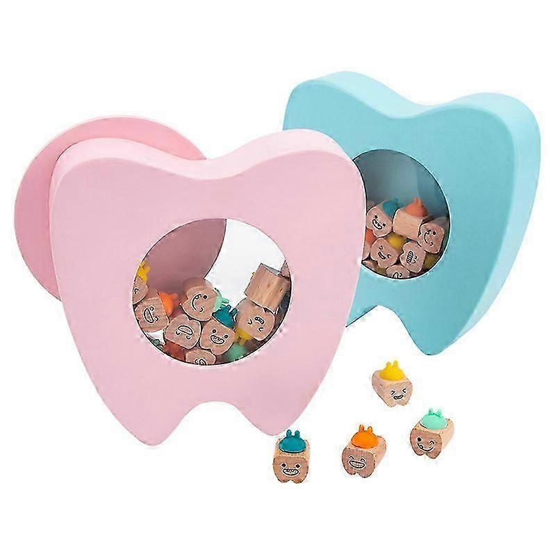 Baby Tooth Box Trä för barntänder Gåva Pojke Minnesorganisatör Fairy