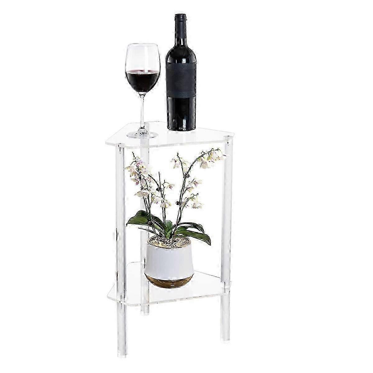 Acrylic End Table for Small Spaces - Corner Side Table, Clear Glass Top for Tight Spaces 25-26 Series