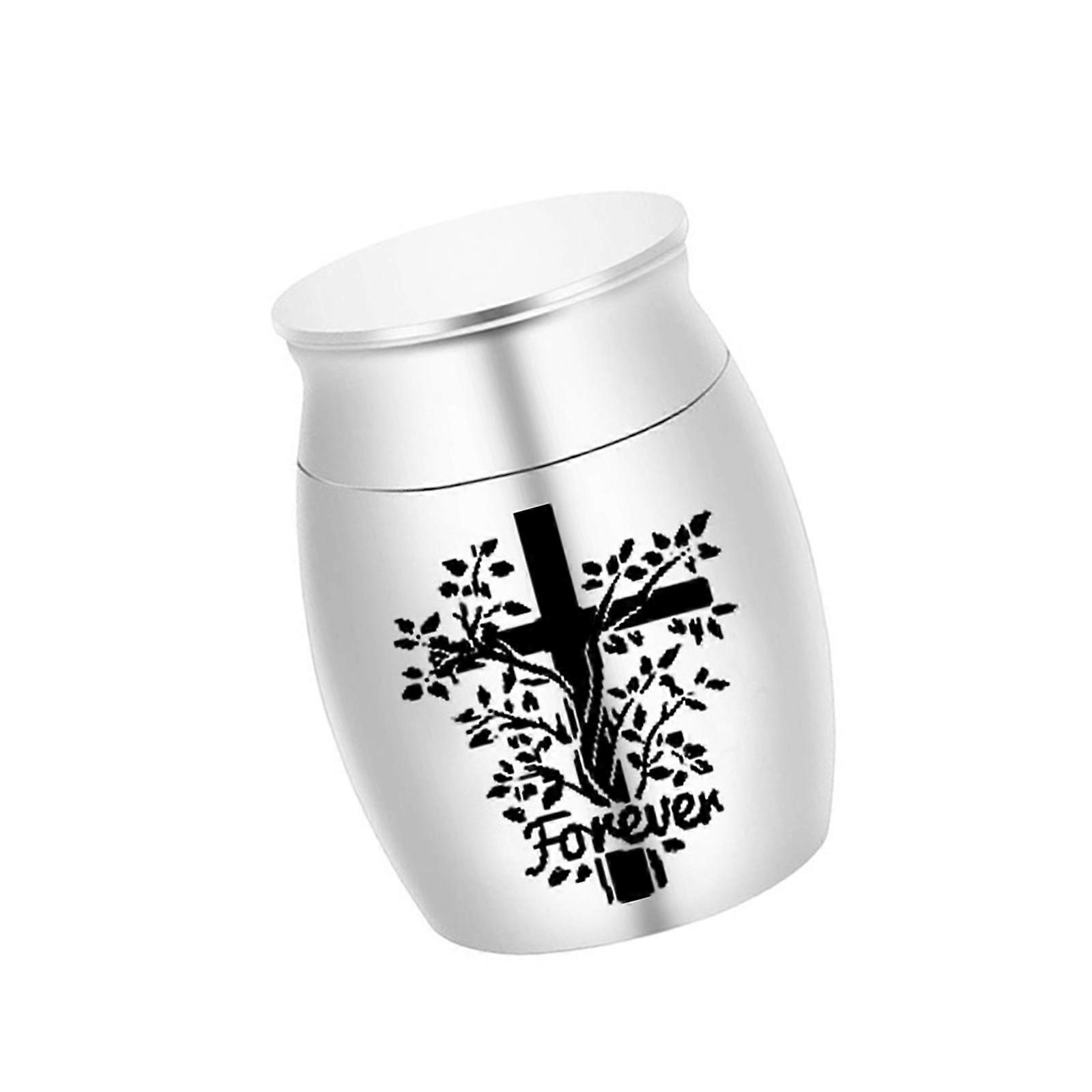 Art Cremation Jar for Ashes Small Size Casket Secure Family Commemorative Ashes Urn  silver