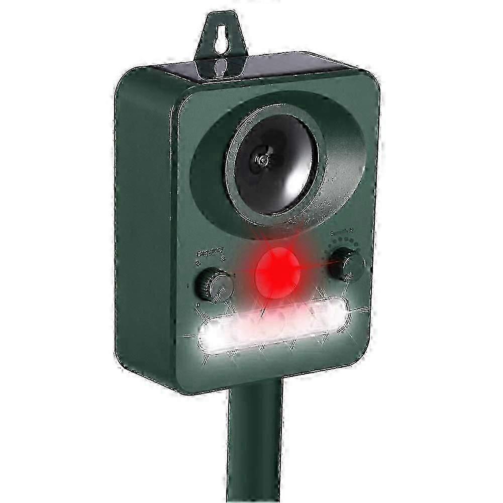 Ultrasonic Cat Repeller, Waterproof Repellent Solar or USB Charge, Adjustable Frequency Animal Repellent and LED Lamp Cats, Dogs and Foxes for Gardens