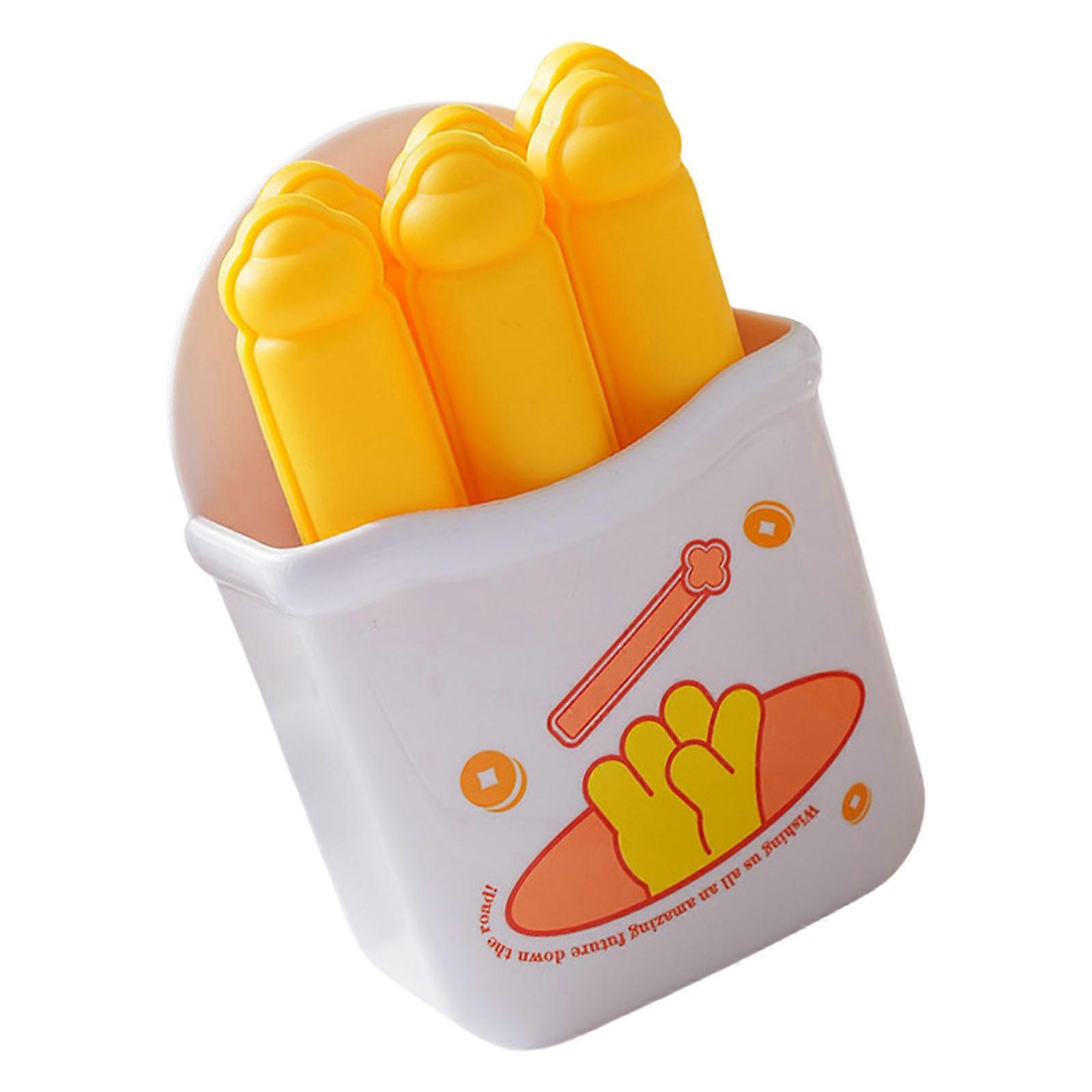 6Pcs Funny Long Potato Chip Ice Tray With Magnetic Storage Box Rectangular Shape Ice Mold Household Ice Cream Tool  Yellow