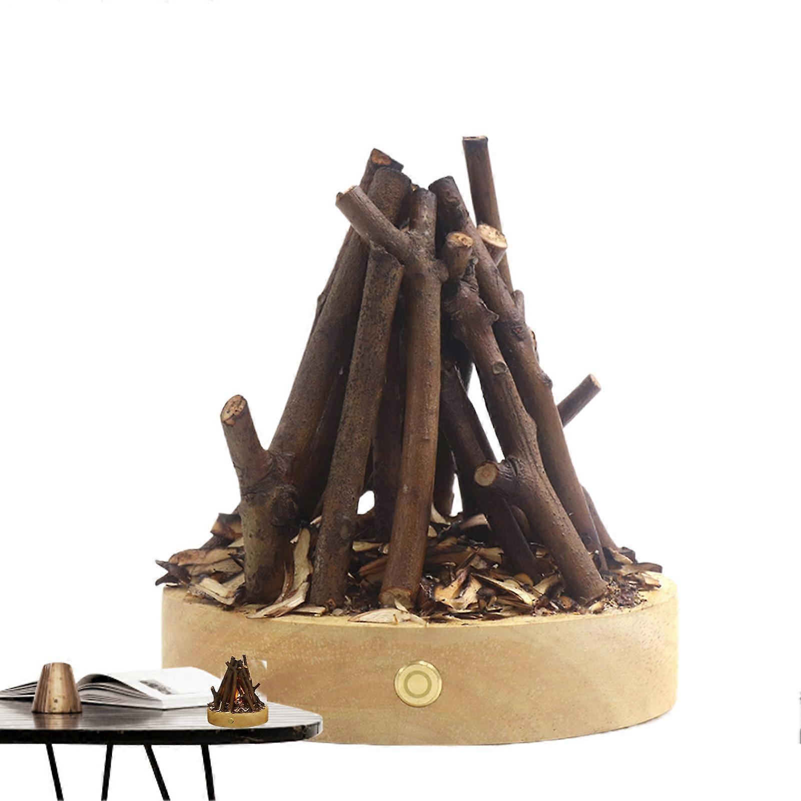 Flame Ambience Lamp Campfire Effect Light Soft Glow Lantern Round Night Light Touch Activated Home Table Decor