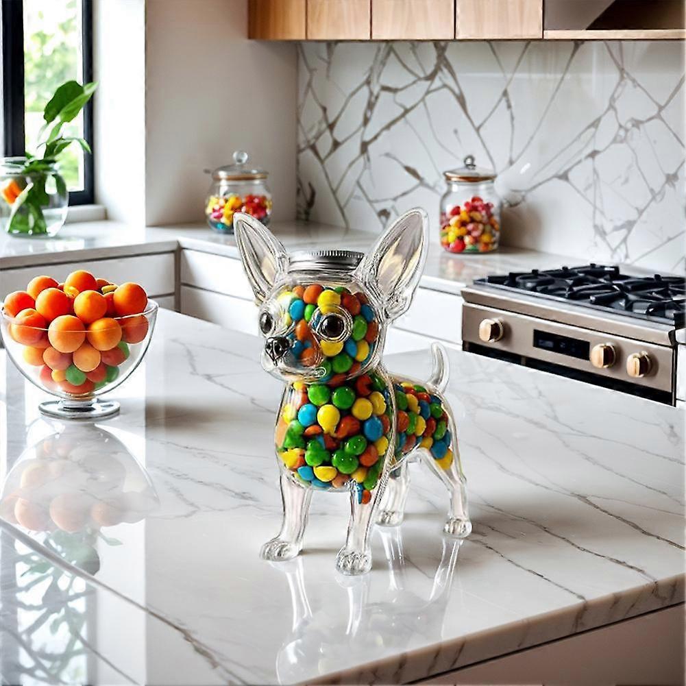 Chihuahua Design Glass Pet Food Storage Container with Secure Lid for Snacks and Dry Goods