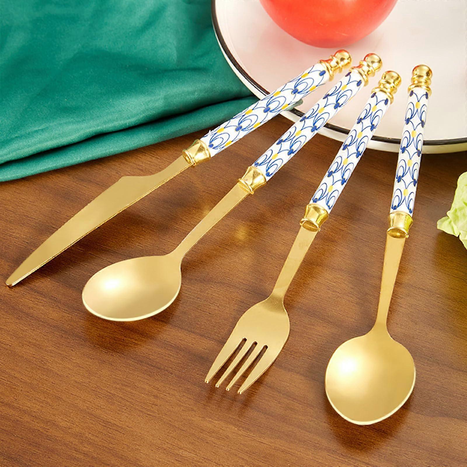 Stainless Steel Knife Fork 24Piece Silverware Set For 6, Scandinavian Style Flatware, 32Piece Western Tableware For 8