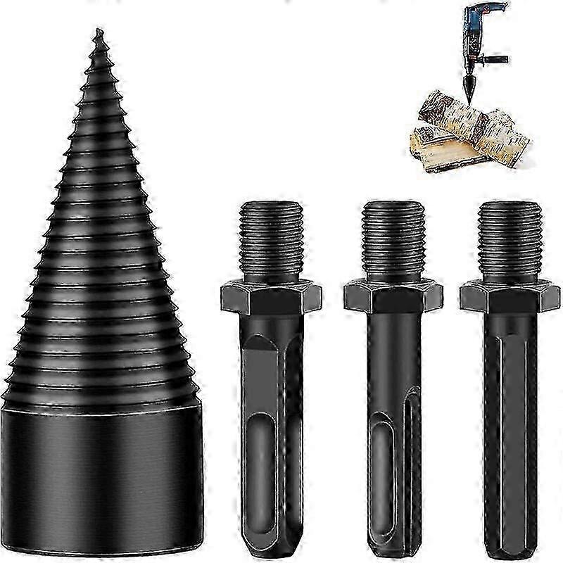 Screw Cone for Log Splitter, Drill Cone Log Splitter with 3 Drill Handles, 42mm, Firewood Drill, Twist Drill, Cone Splitter for Home Use 25-