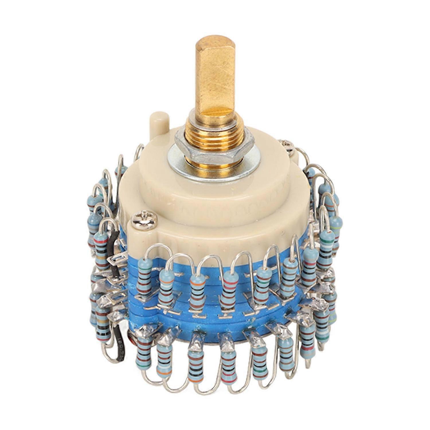 Two Channels Volume Potentiometer 2×24 Gear 20K High Accuracy Volume Potentiometer for Amplifier Hal