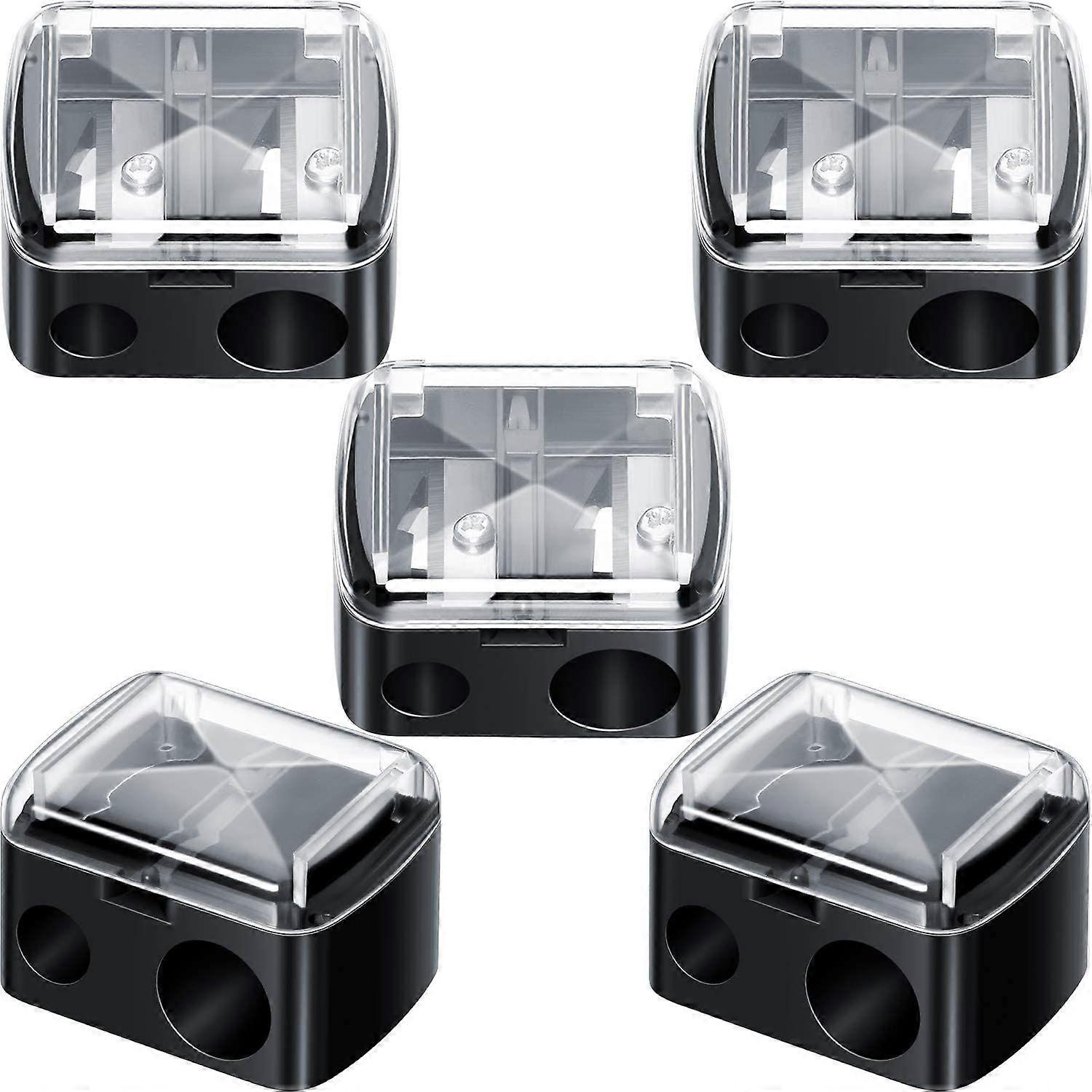 Cosmetic Pencil Sharpener Dual Sharpener Eye Makeup Pencil Sharpener (Black)5pcs