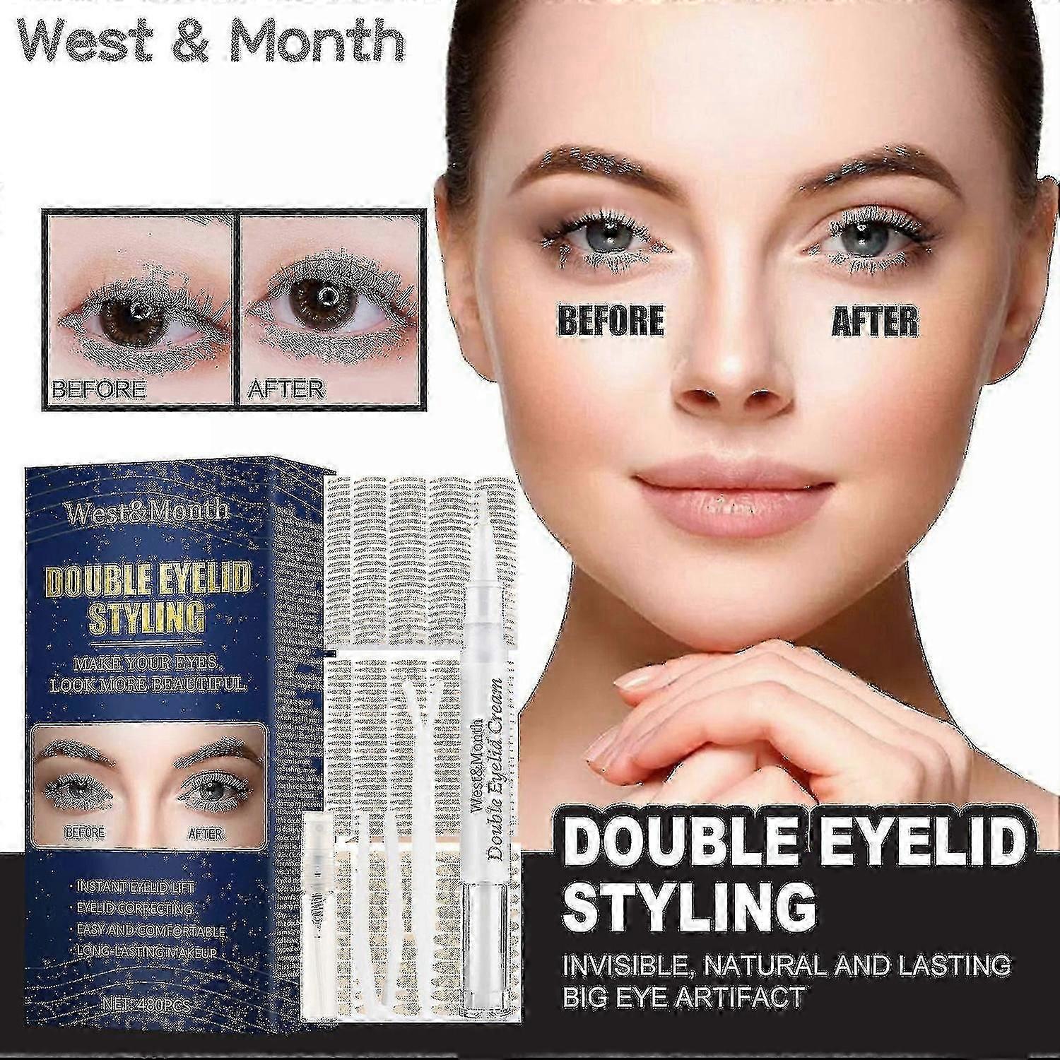 Eyelid Tape 480 Eyelid Lifting Strips Instant Invisible Double Eyelid Tape For Heavy Hooded And Sagging Single Eyelid Big Eye Tool Fork Bar And Tweeze