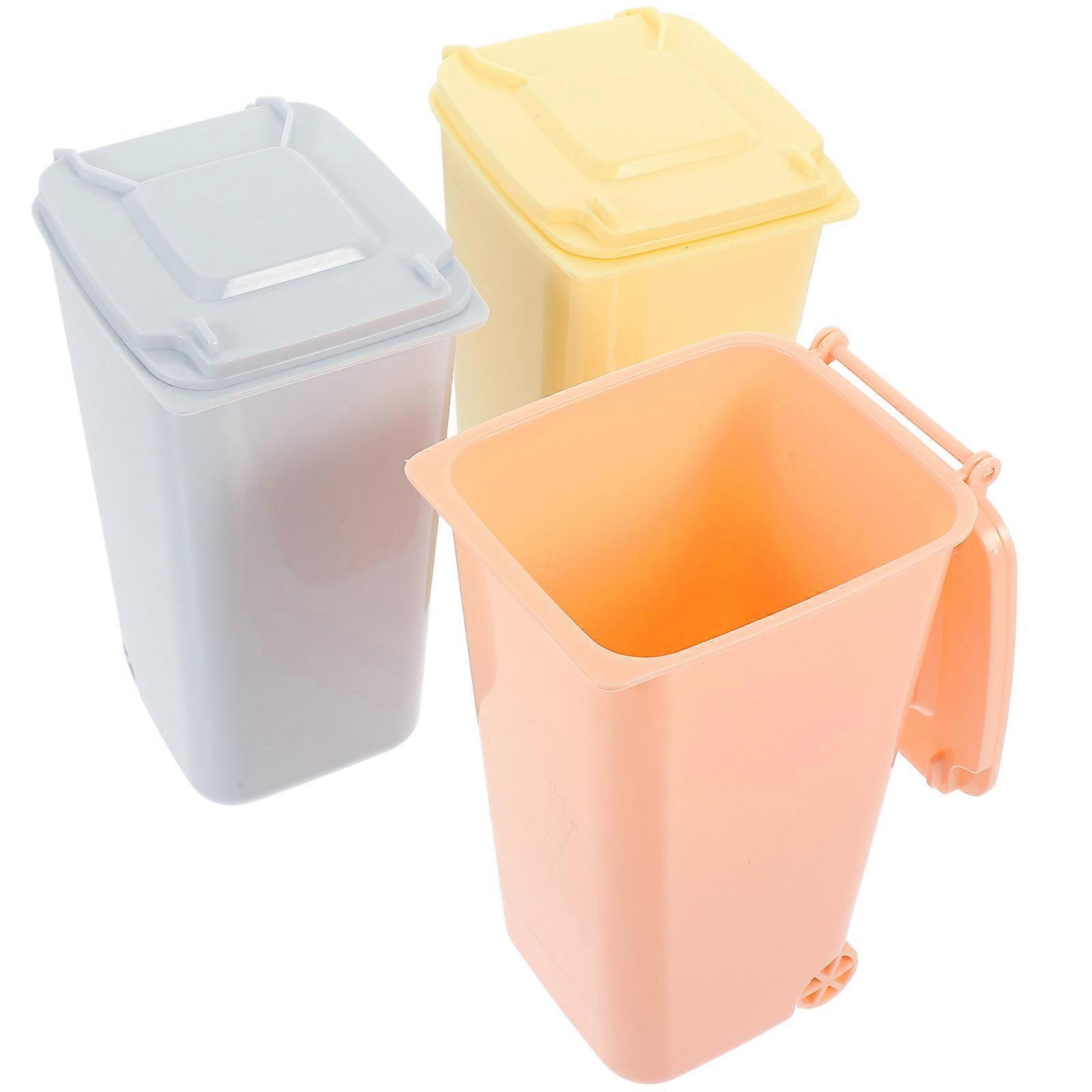 Waste Storage Bucket Desktop Trash Can for Storage 4Pcs Colored Mini Garbage Cans