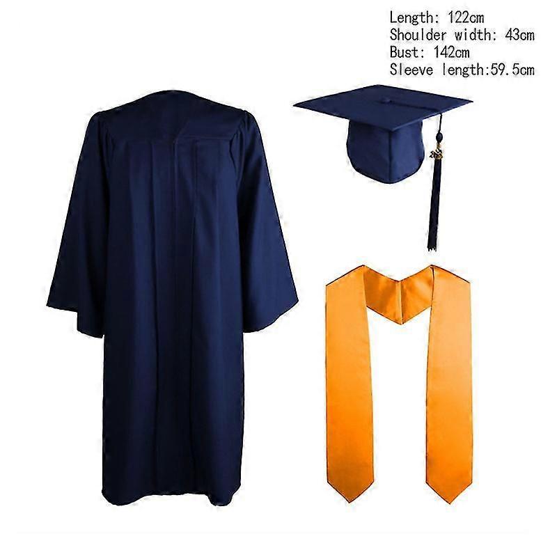 Bachelor Robes+hat Set University Graduation Gown Student High School Uniforms