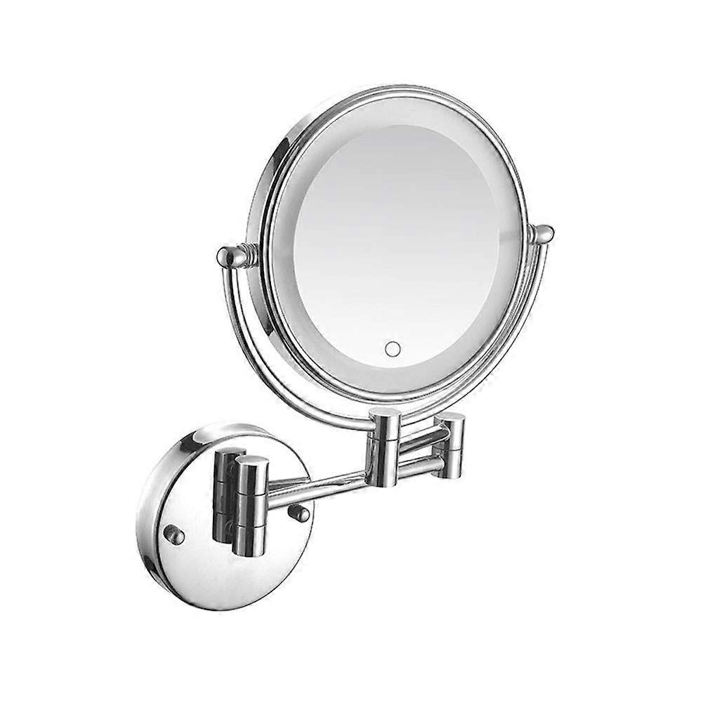 LED Bathroom Mirror with Light, 5X Magnifying Dual Arm Wall Mounted Makeup Mirror, 360° Swivel Touch Screen