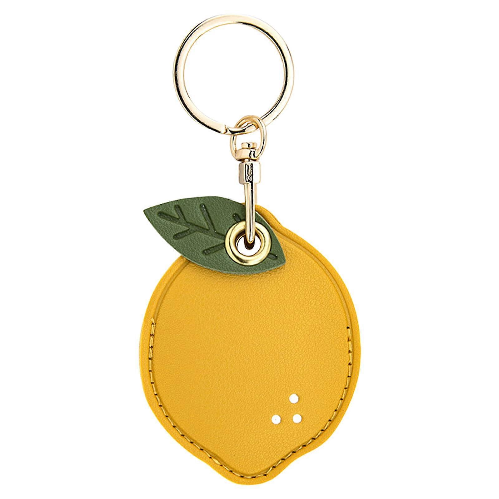 Dustproof Housing Leather Protector Cover For Tracking Device Case Lemon Cartoon Pattern With Keychain PU Card Sleeve