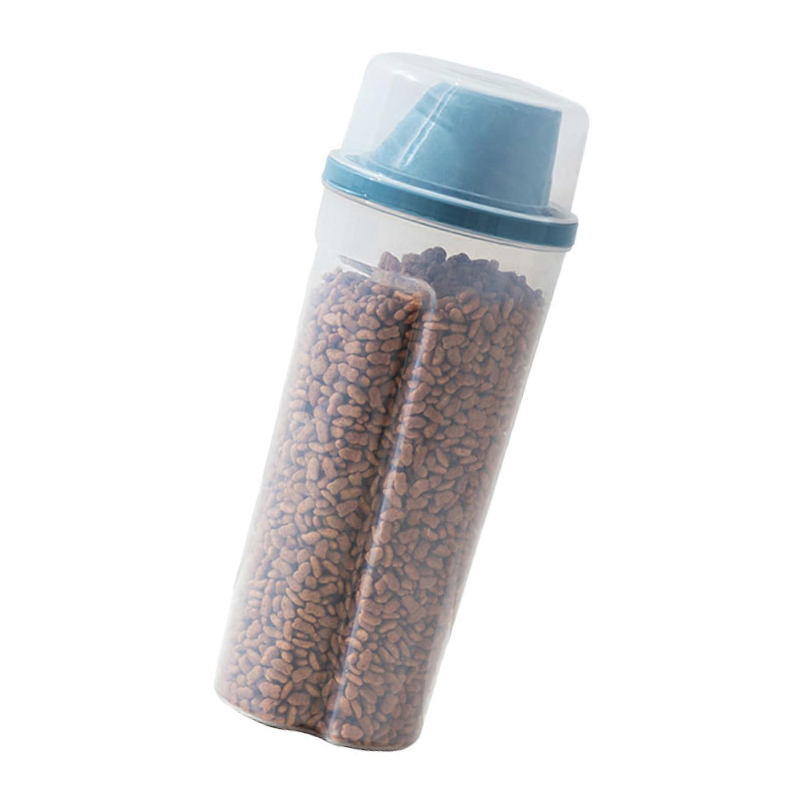 Pet FoodBin 1500ml Airtight Container With Measuring Scale Leakproof Funnel Clear Lid Blue Kitchen Storage For Kibble