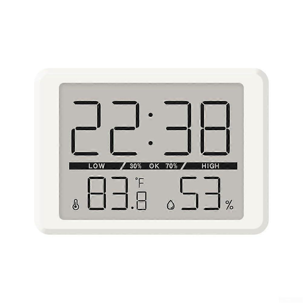 Digital Wall Clock with Large Display, Battery Operated, Temperature and Humidity for Home or Office (White)