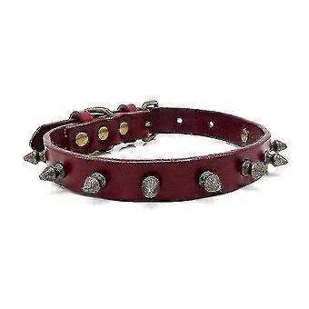 Adjustable Leather Studded Pet Collar - Anti-Bite Lattice Dog 26s