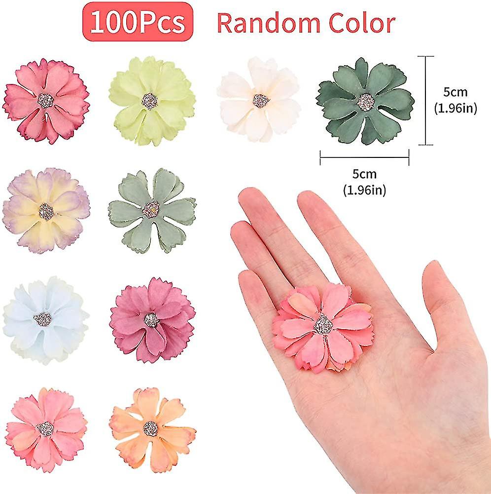 Artificial Flower Heads 100pcs Decorative Artificial Daisy Flowers Heads Mini