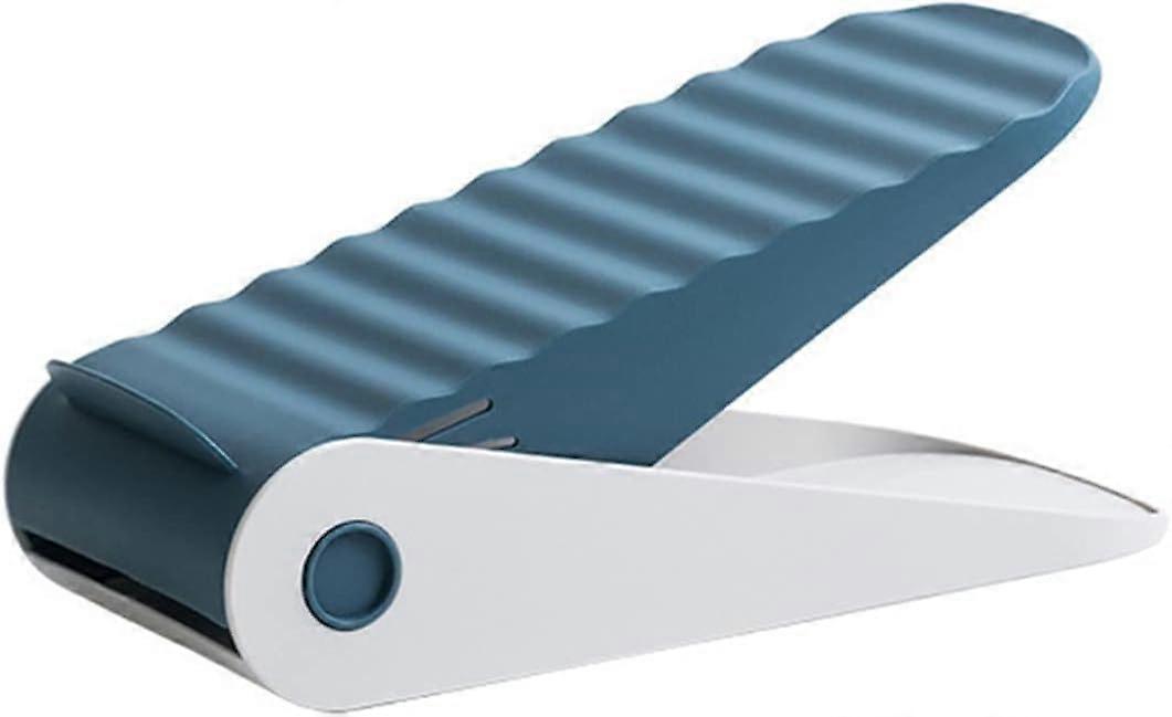 Shoe Rack Adjustable Double Layer Shoe Organizer Stand for Living Room Storage (Blue)