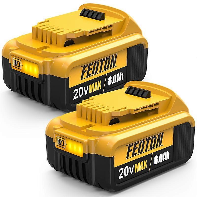 8Ah DCB206 Replacement for Dewalt 20V MAX Battery Compatible with Dewalt 20 Volt MAX XRLithium-ion Battery Feotdn Stock up