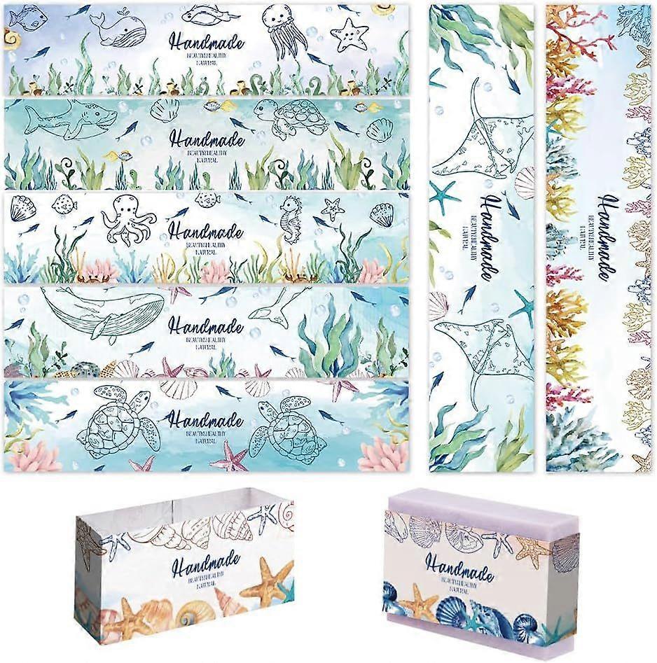 90pcs Ocean Soap Wrappers 9 Styles Paper Single Piece Square/Rectangular Soap Packaging Paper Tags