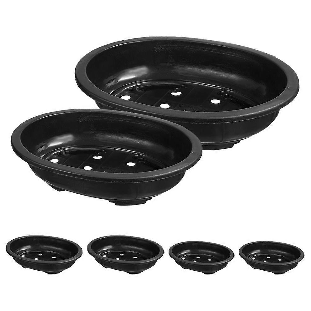 Drainable Plastic Planter Pot for Balcony Plants 6Pcs Round Flower Pots