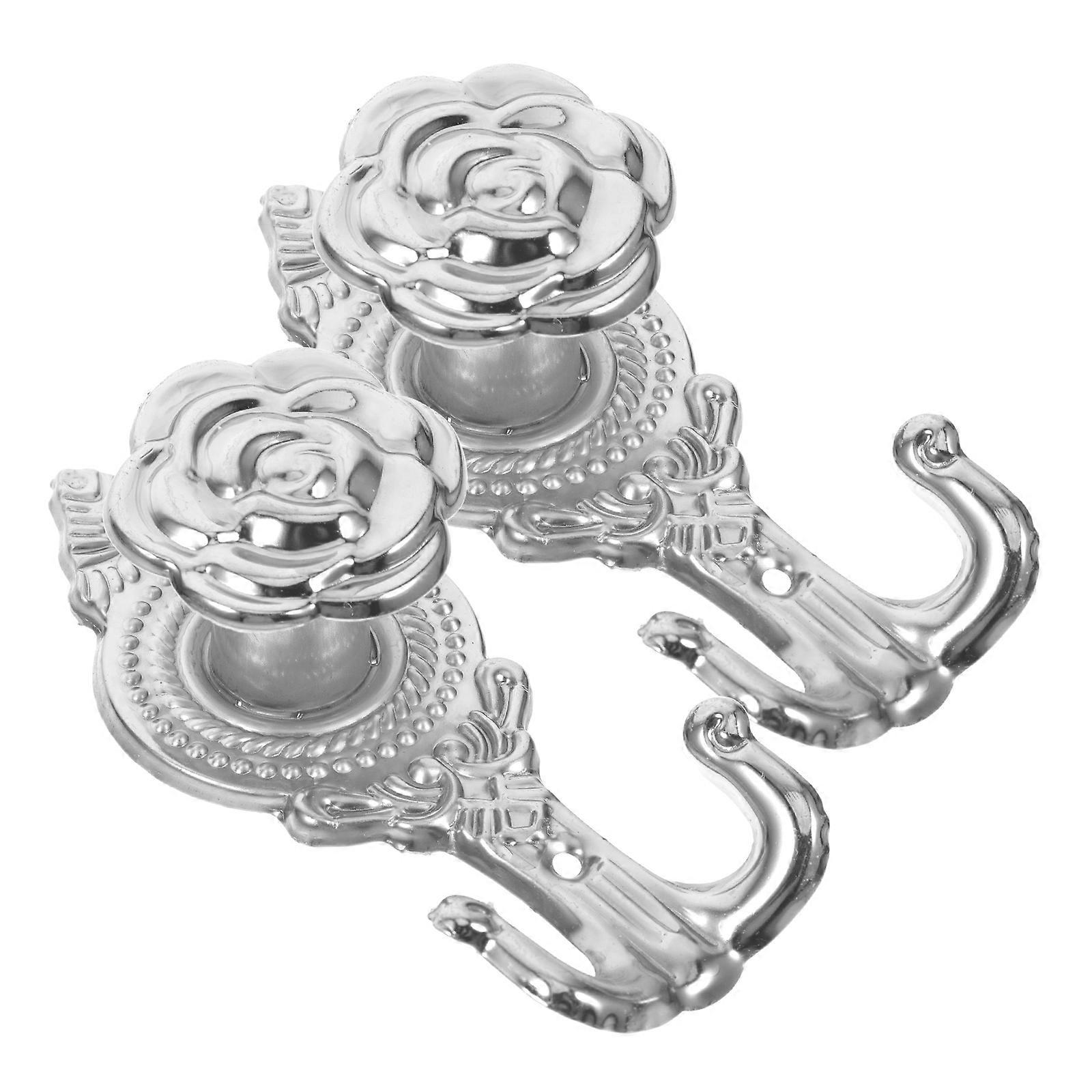 2Pcs Rose Wall Hooks Iron Wall Coat Hangers for Hanging