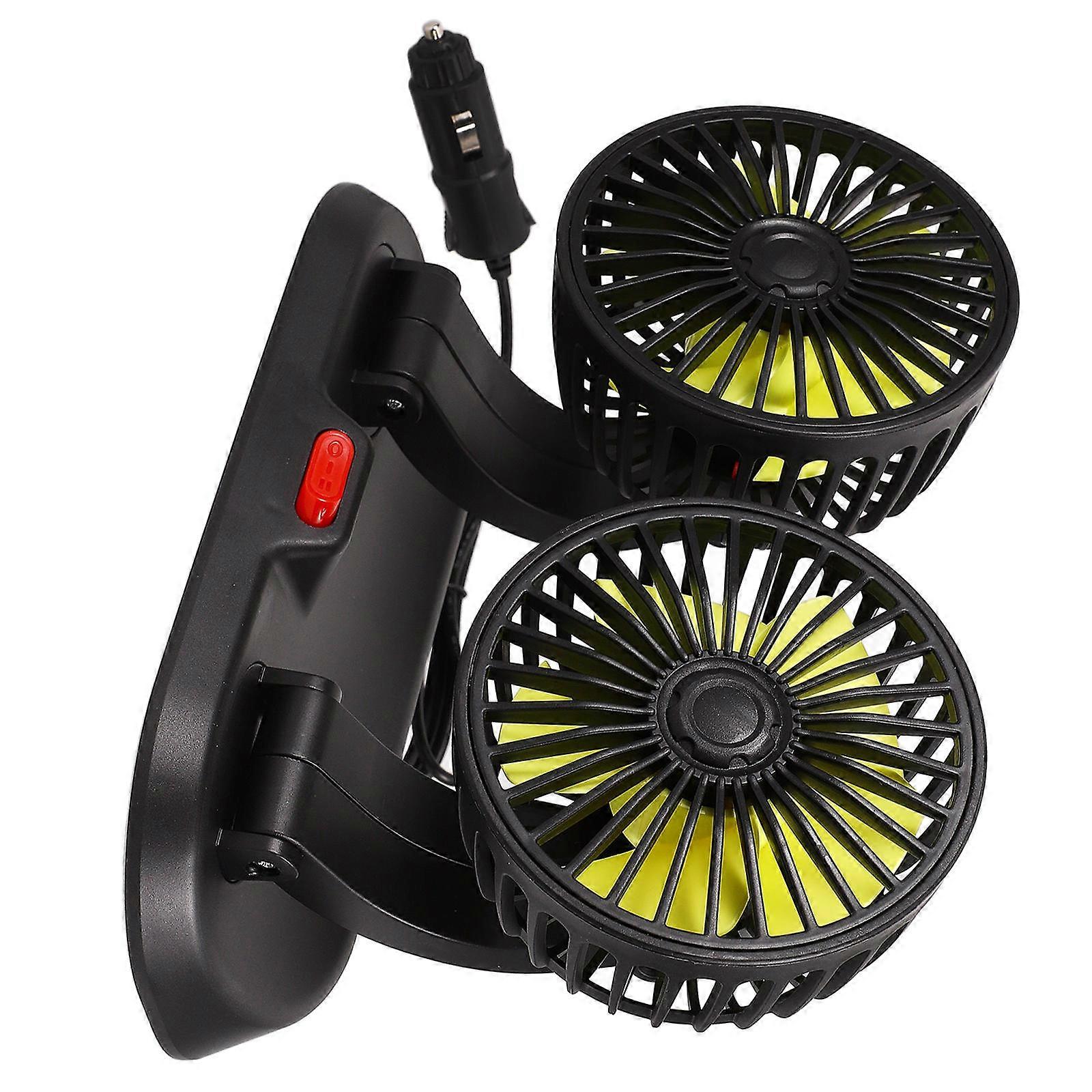 Portable Car Fan Dual Head Fan for Vehicle Cooling Function
