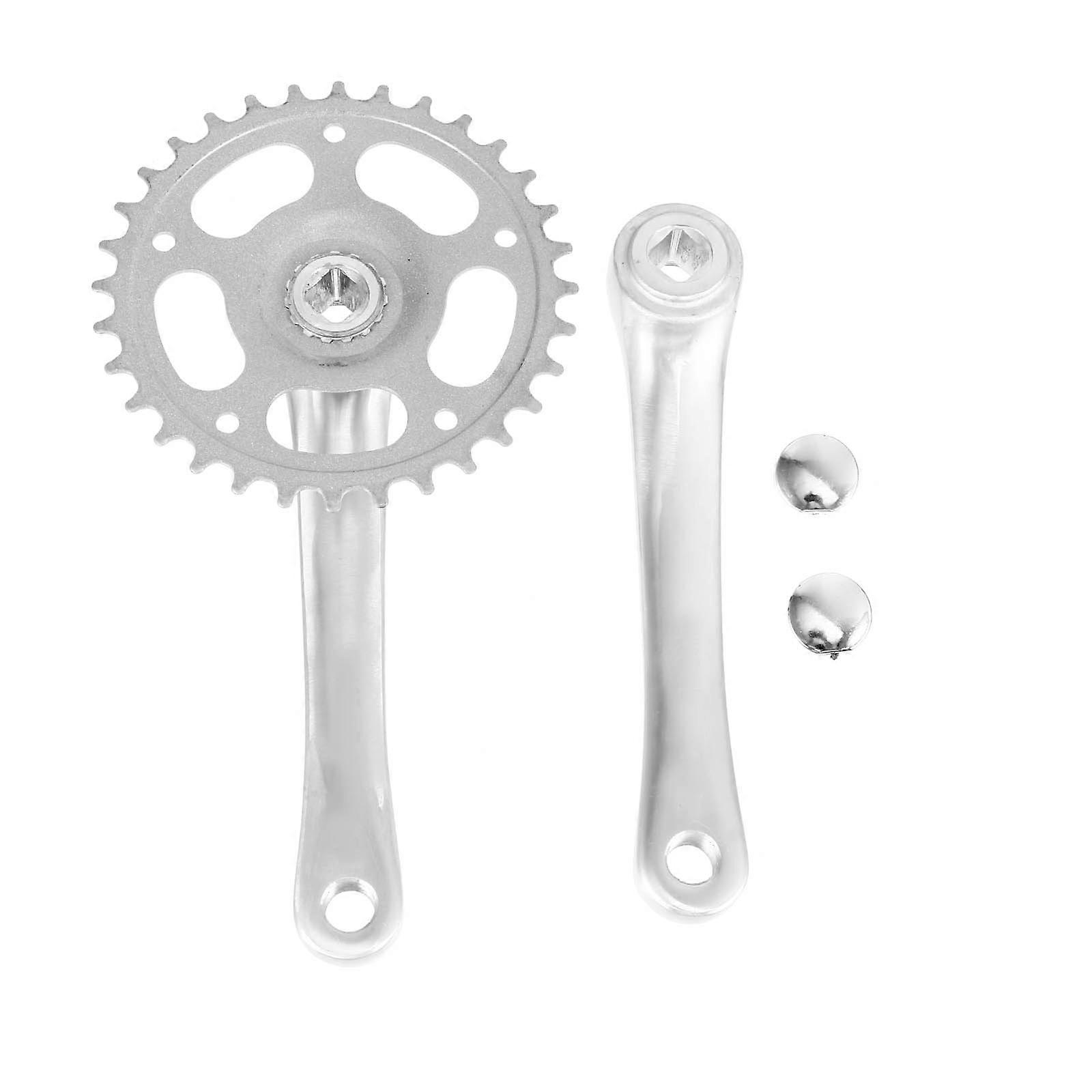 Single Ring Bike Crankset for Fixed Gear Bike 2Sets Silver Set