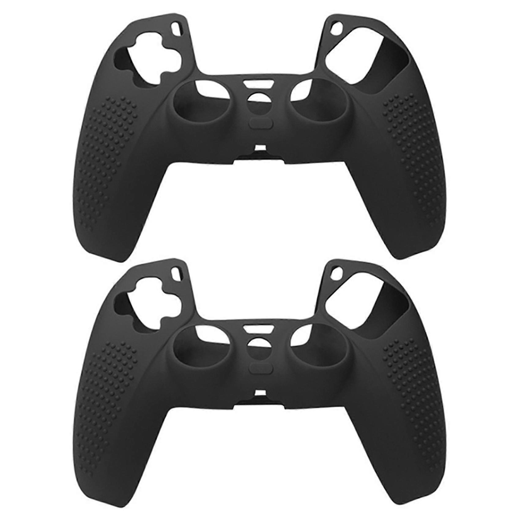 2X for PS5 Game Controller Silicone Protective Cover for PS5 Non-Slip Handle Cover(Black)