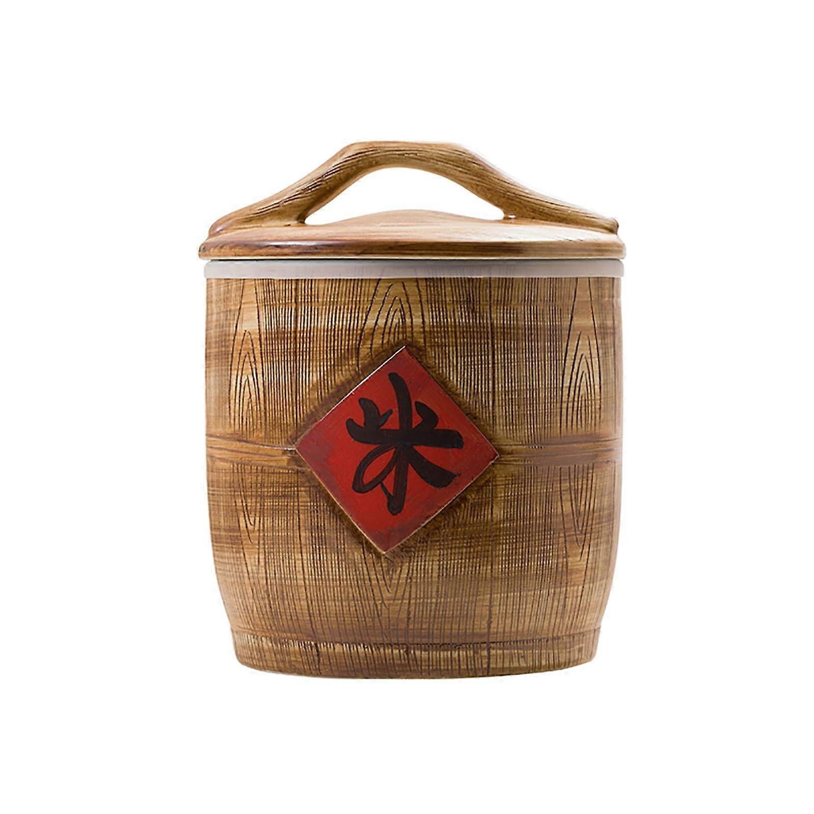 Large Ceramic Rice Storage Container with Lid, Airtight Grain Dispenser for Kitchen, 32cm