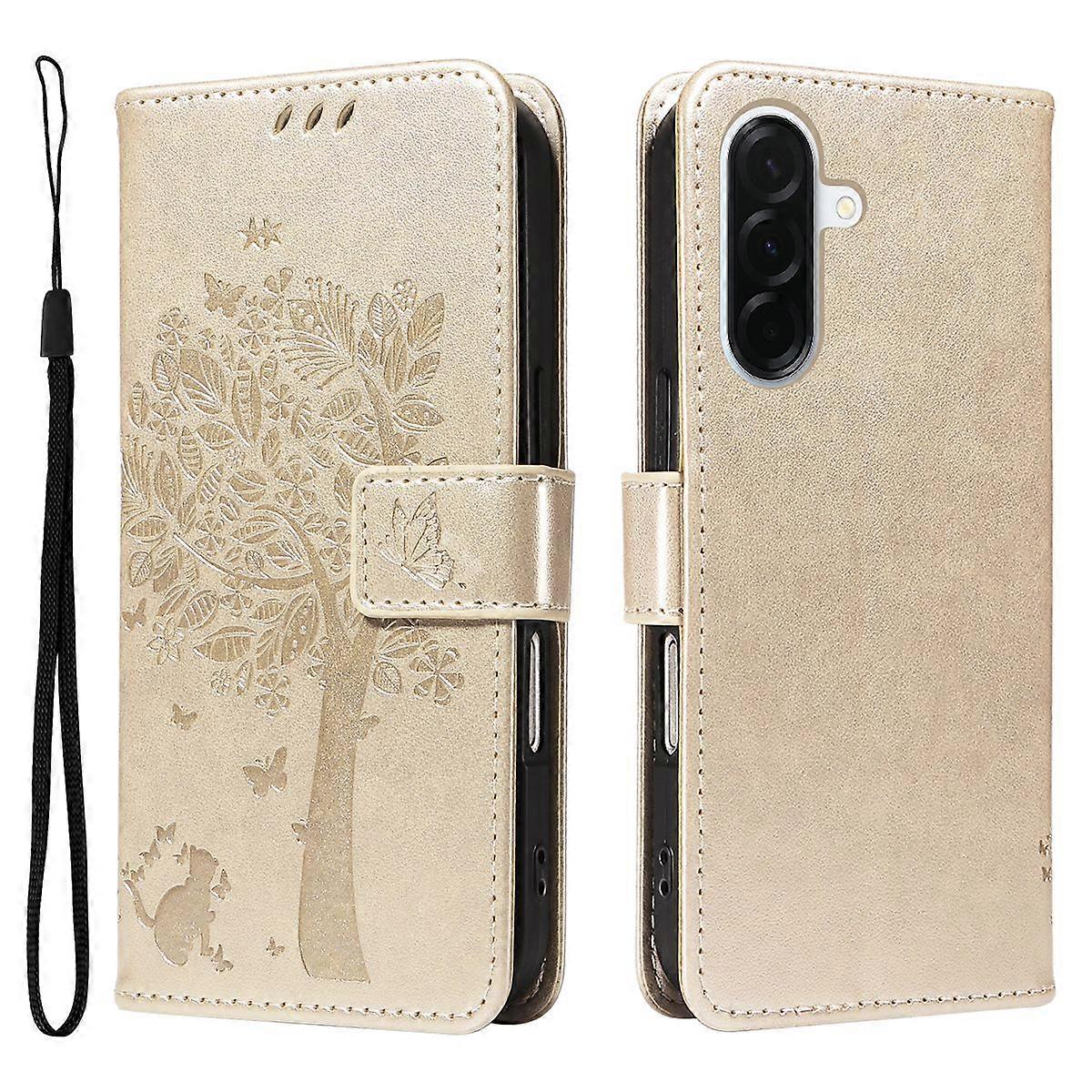 For Samsung Galaxy A37 Phone Case with Stand Cat Tree Pattern Leather Wallet Mobile Cover