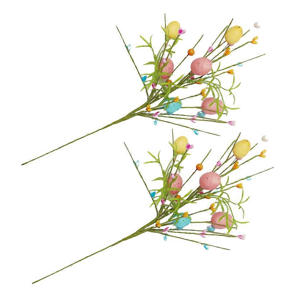 Artificial Easter Egg Floral Picks for DIY Easter Decoration 2Pcs Branches