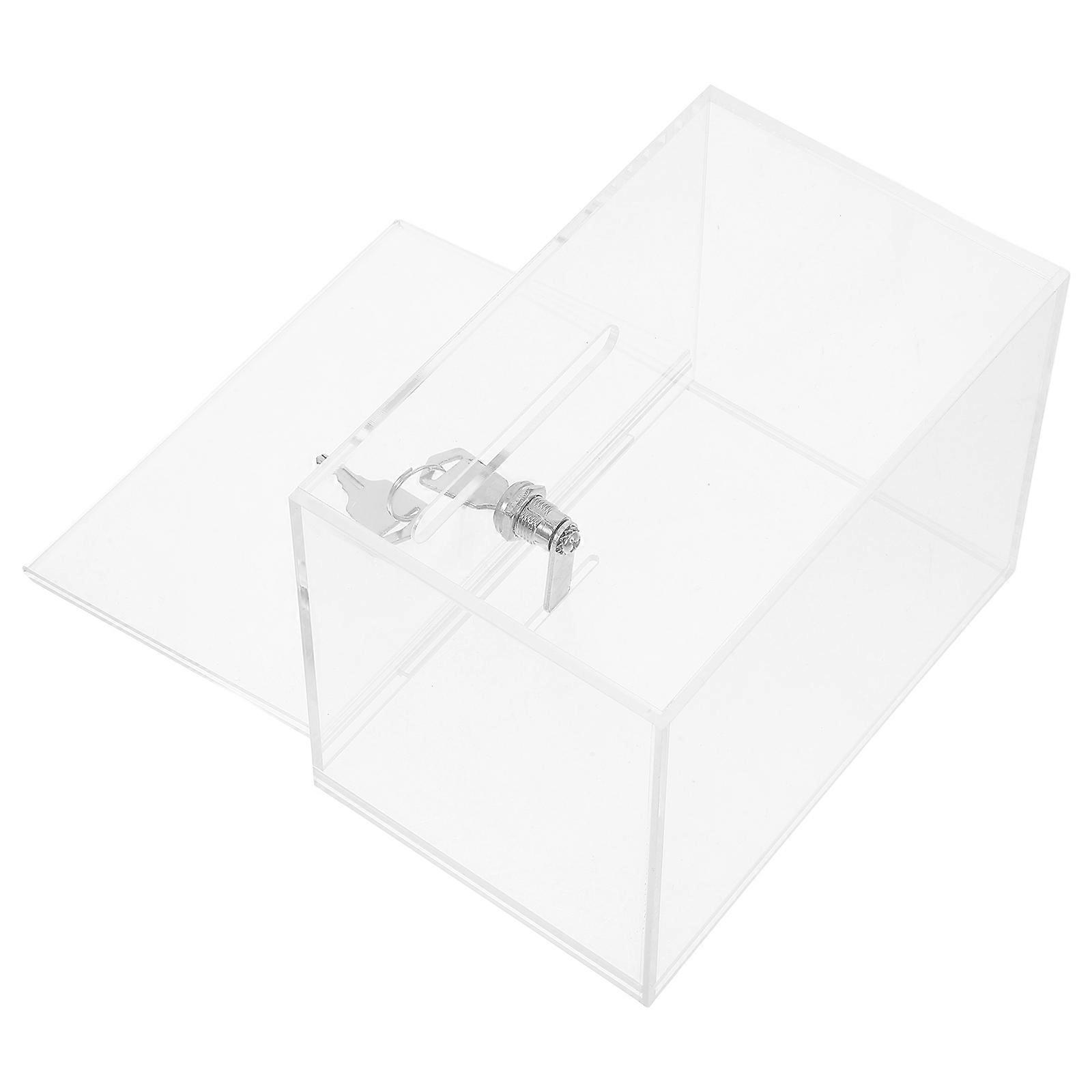 Clear Acrylic Opinion Box Ballot Box for Voting with Lock and Holder