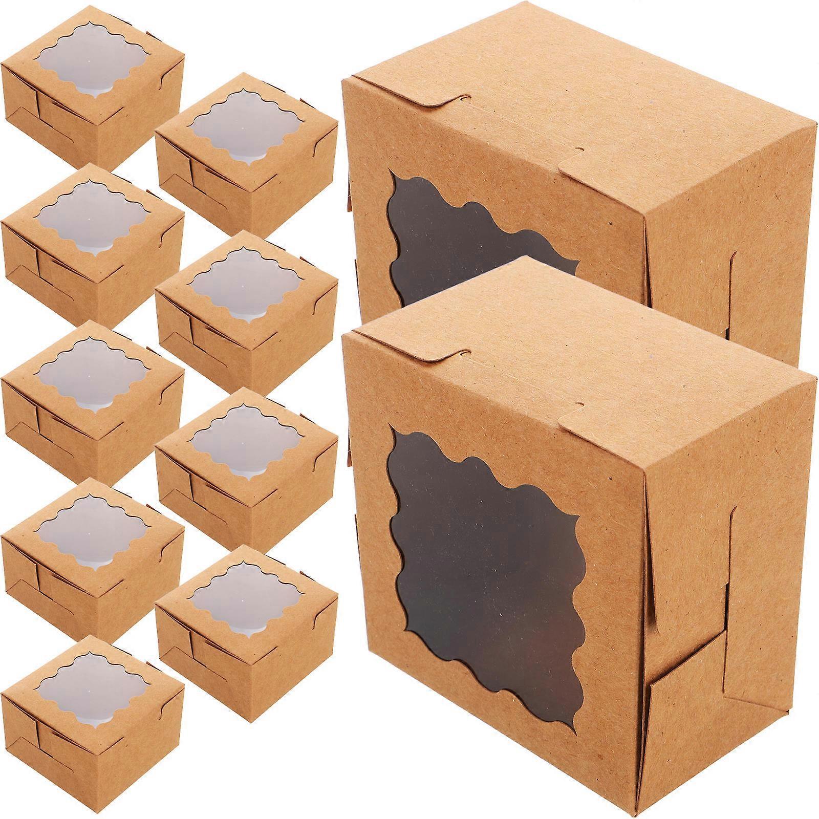 Kraft Paper Cake Box for Storage Use 50Pcs Cupcake Boxes with Window