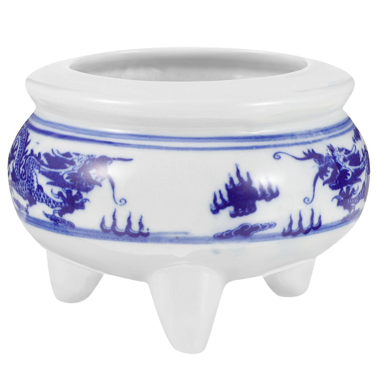 Dragon Pattern Three-Legged Ceramic Incense Burner for Home Use