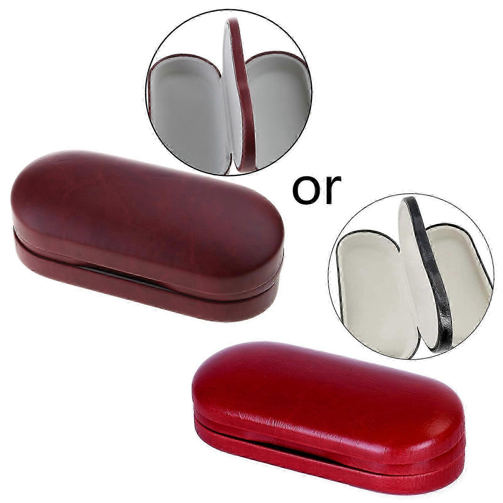 Dual- Glasses Case Double Layer Glasses Case Double Eyeglasses Case For 2 Pair Of Glasses Portable Glasses Case  Red