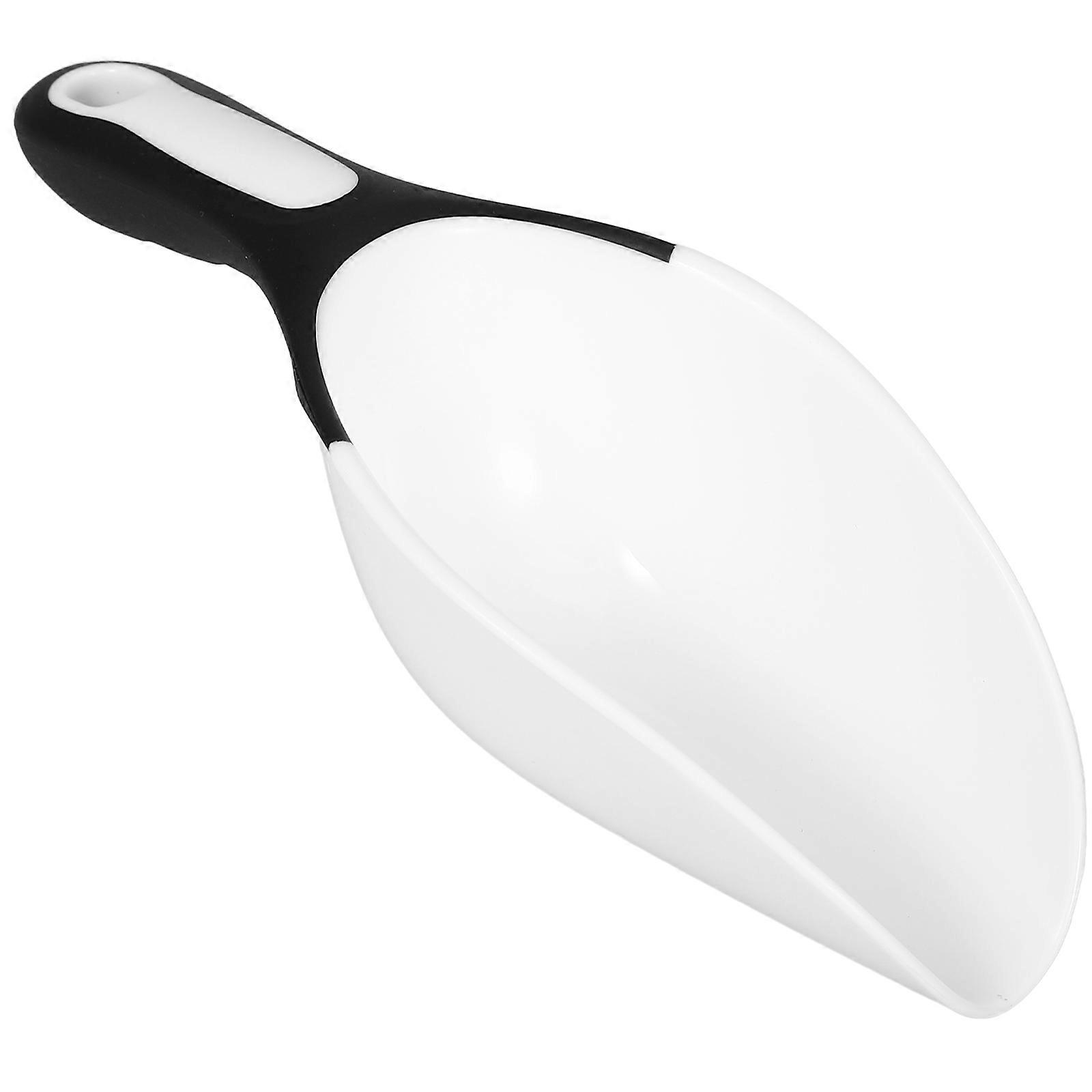 White Plastic Ice Scoop with Handle for Kitchen Use Perfect for Rice Nuts and Ice 1pc