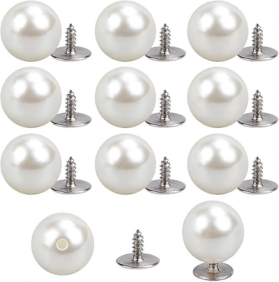 1 Box 80 Sets Pearl Snap Buttons 12mm No-sew Pearl Buttons Detachable Reusable Adjustable Artificial Pearl Fixed Brooches DIY Sweater Buttons for Clot