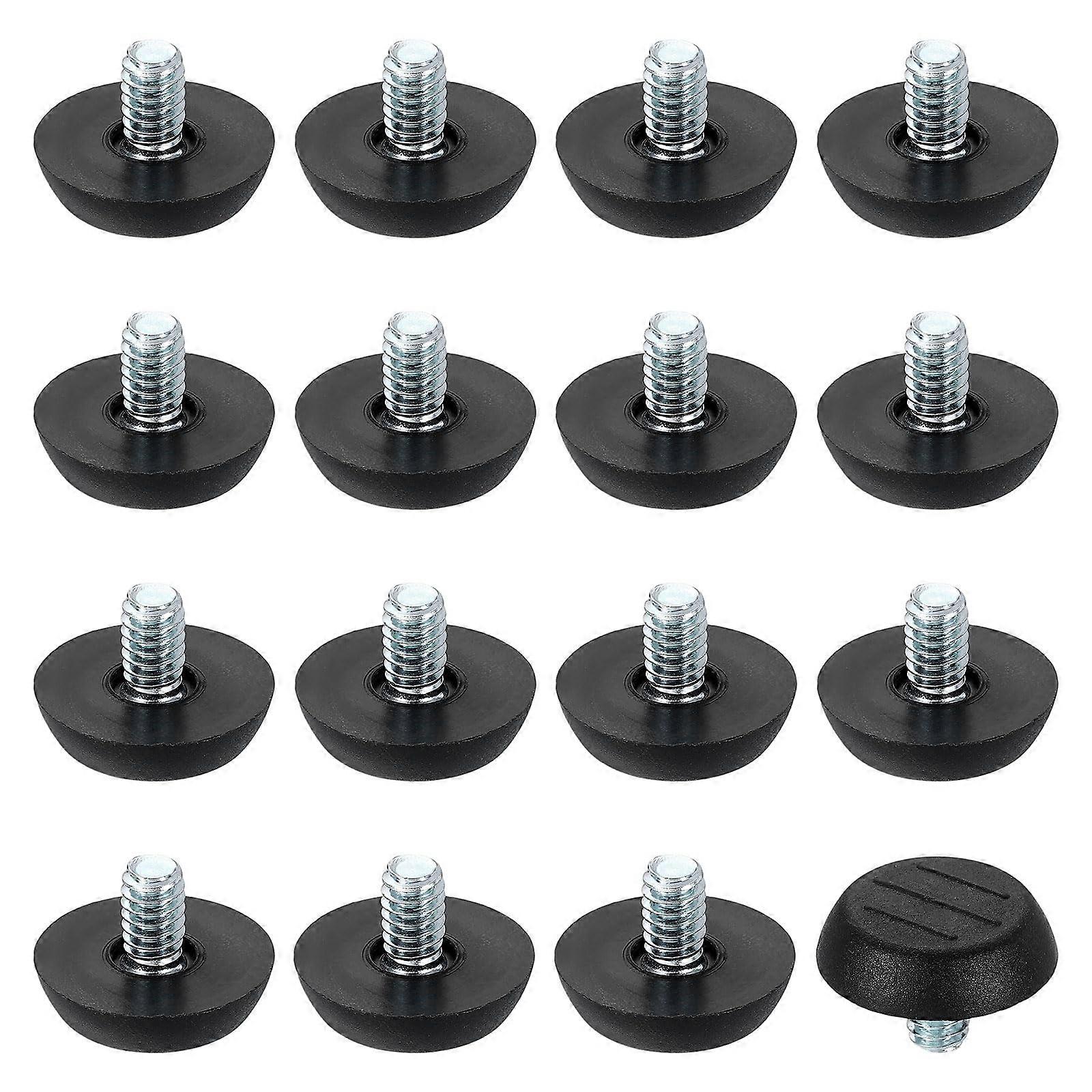 16Pcs 1/4 Inch Thread Adjustable Furniture Leveling Feet for Tables and Chairs, Black 23x10mm