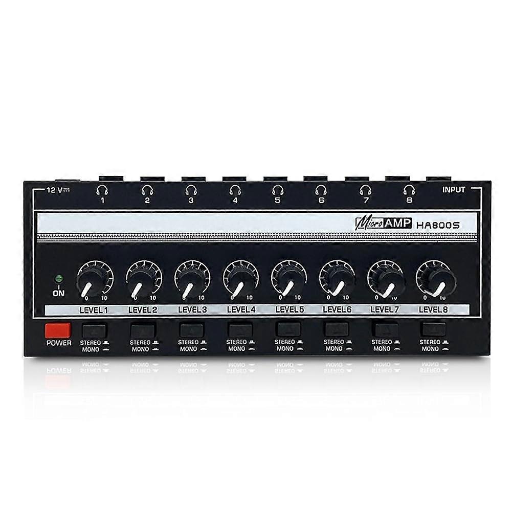 8Channel Monitor Headphone Amplifier With Stereo/Mono Switch, StudioGrade UltraLowNoise Mixer And Signal Distributor