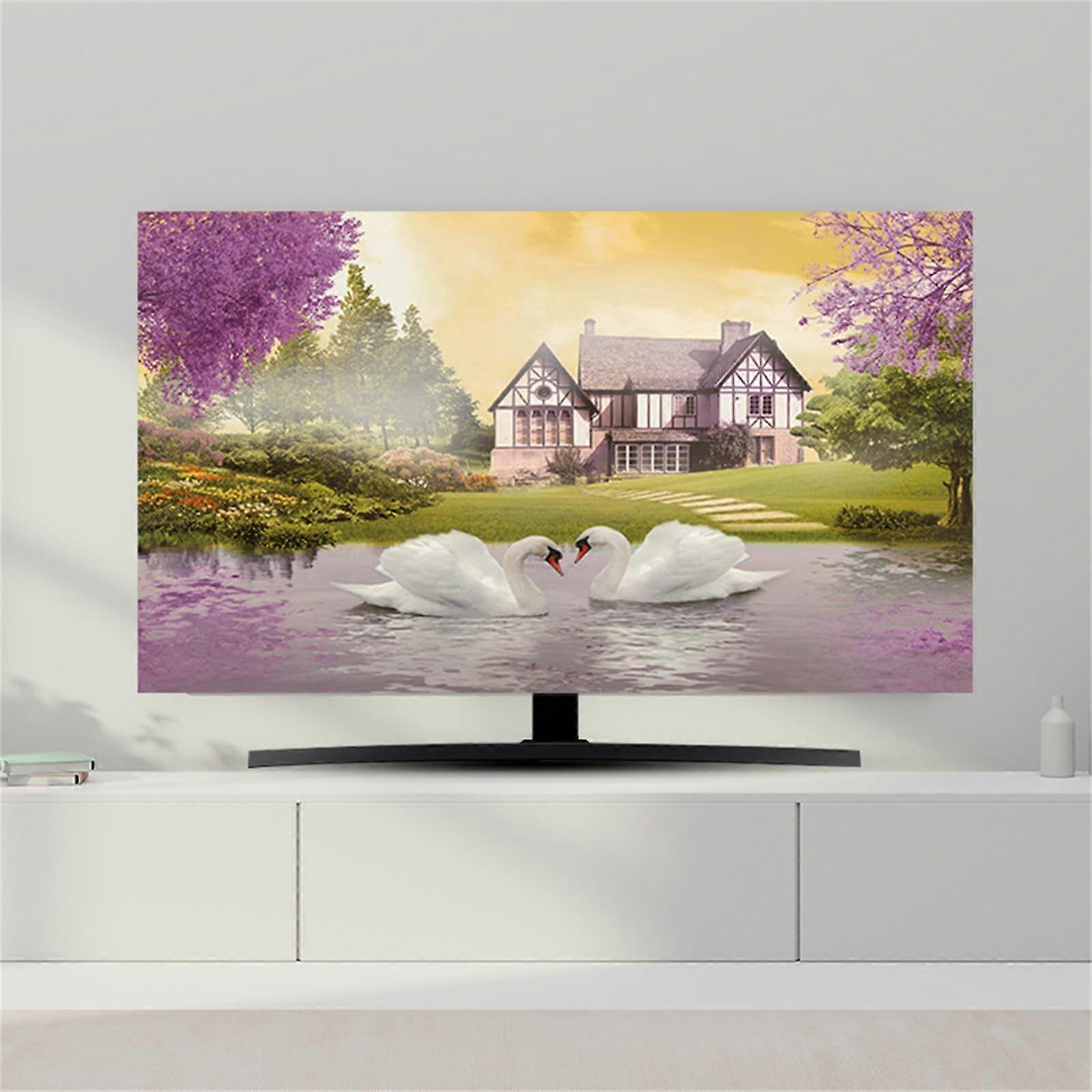 TV Dust Cover Universal Fit for 3280 Inch Screens, Decorative Polyester HalfBack Protector