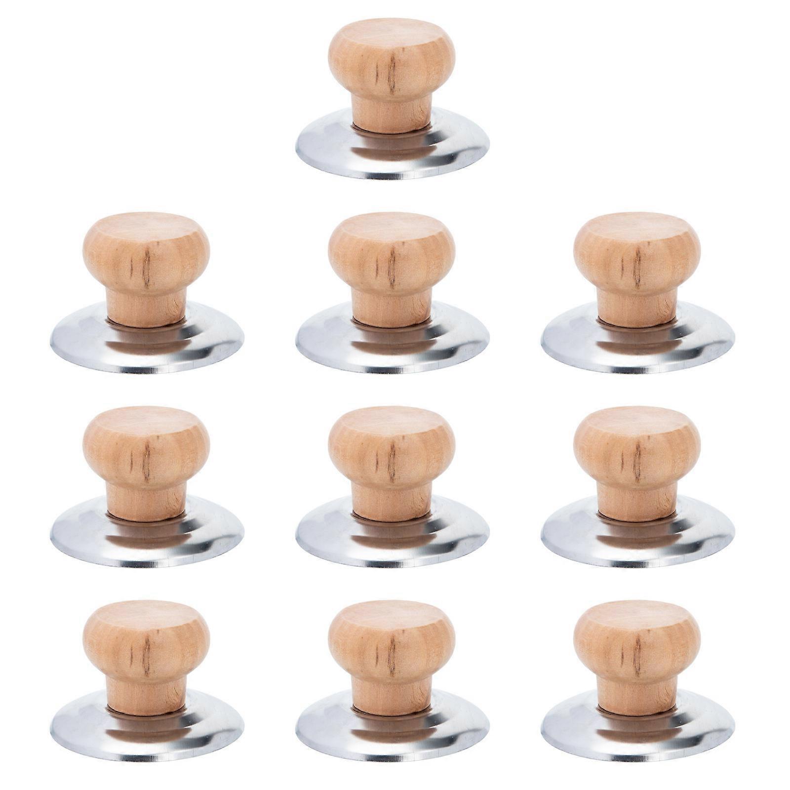 Universal Pot Lid Knobs Wood Stainless Steel Pot Cover Grip 10Pcs Set