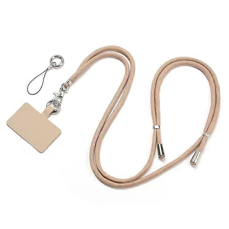 Polyester Phone Lanyard Adjustable 5mm Neck Strap Crossbody Cell Phone Strap with Patch - Khaki