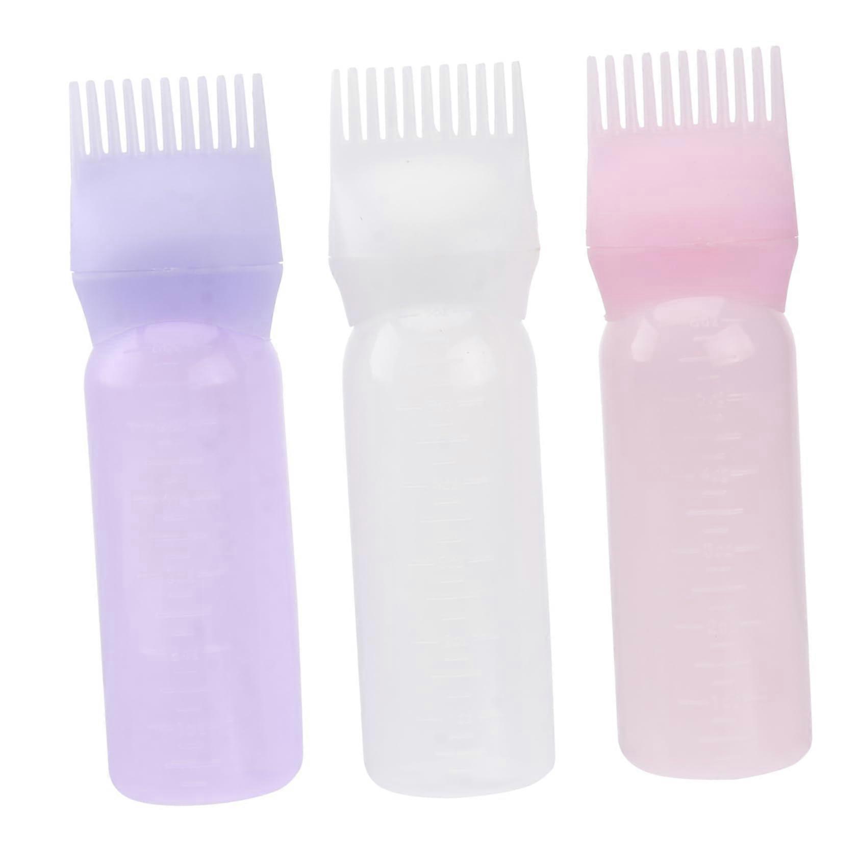 Hair Dye Applicator Bottle Set with Comb Tip for Even Color and Precise Root Application 3pcs