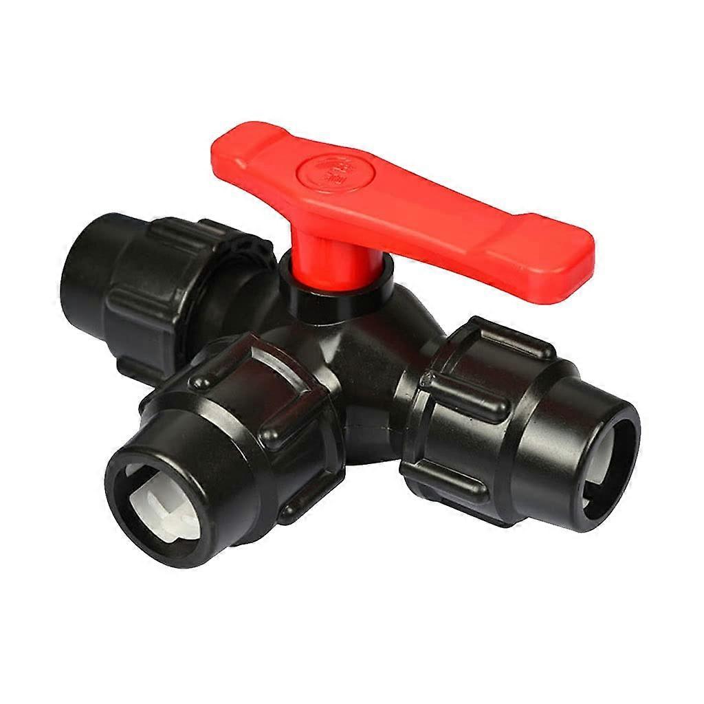 Durable PVC Three Way Ball Valve TType Pipe Fitting with Quick Shutoff, 25mm Blue