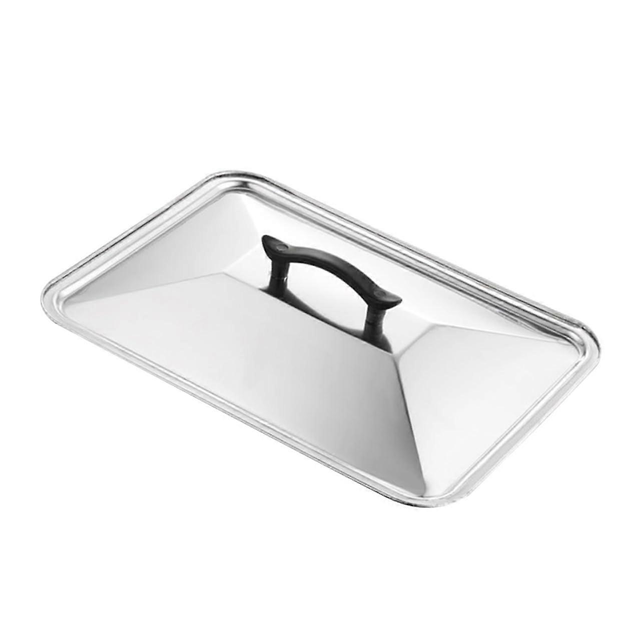 Stainless Steel Pot Lid Rectangular SplashResistant Cover with Handle for Kitchen and Restaurant