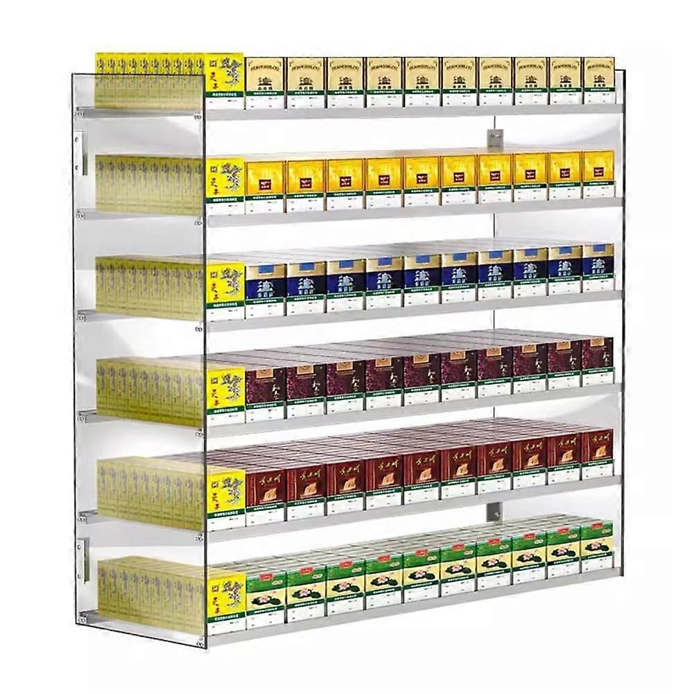 Cigarette Display Rack with Automatic Pusher, Clear Acrylic Wall or Countertop MultiLayer Showcase
