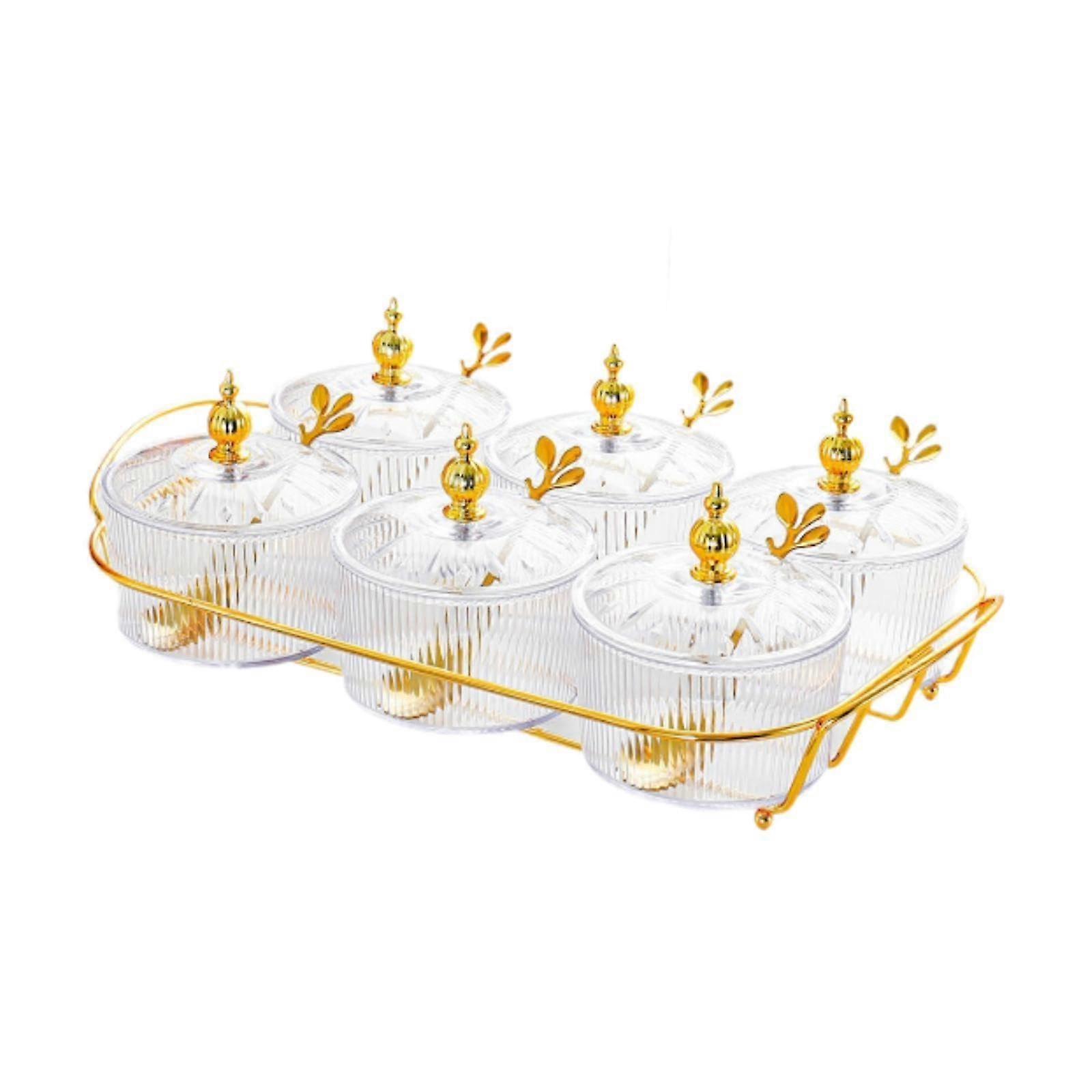 6 Grid Serving Platter with MultiCompartment Design for Party Snacks and Condiments, Clear